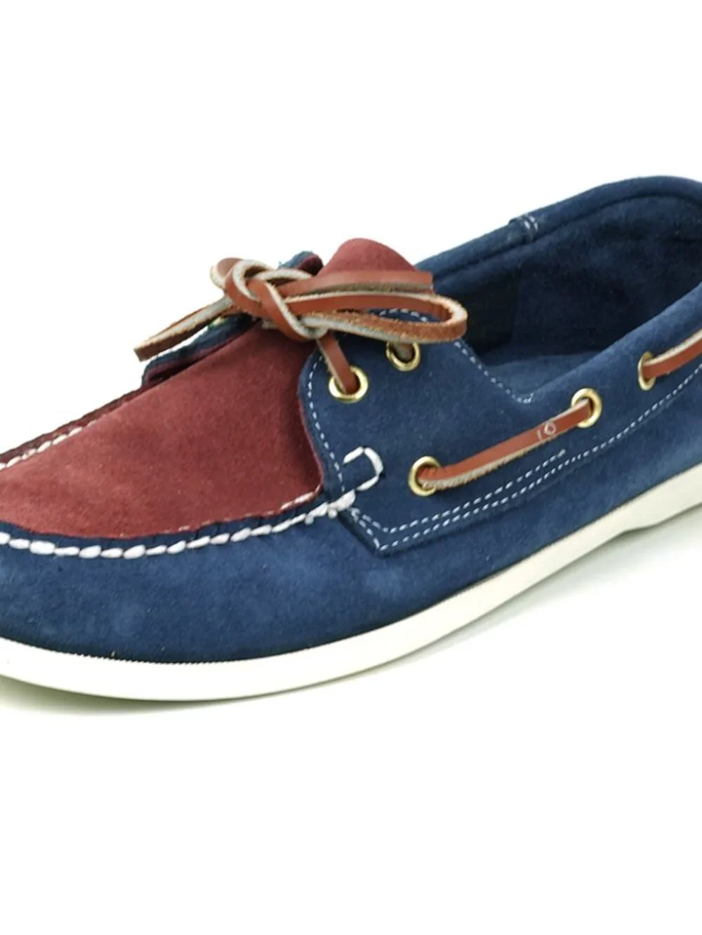 FI-6512-S Navy Burgundy Genuine Suede Lace up Boat Shoes Fiesso by Aurelio Garci